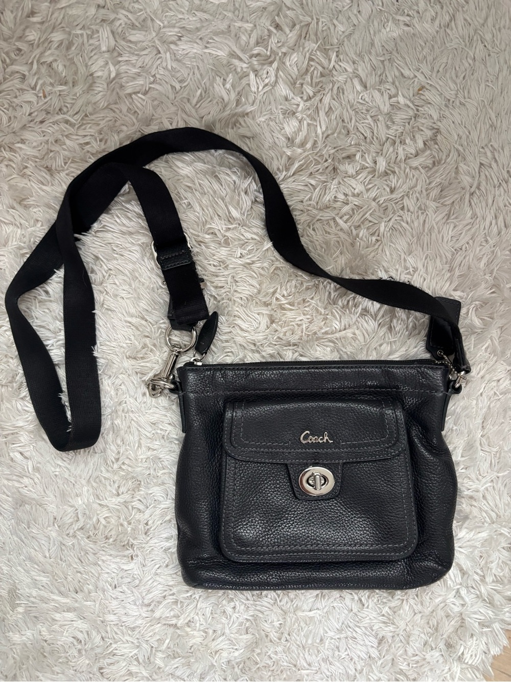 Coach Black Pebbled Leather Crossbody